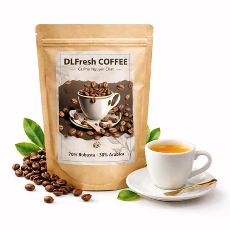 Cà Phê Nguyên Chất DLFresh 70% Robusta 30% Arabica Lâm Đồng – Rang Mộc Đậm Vị – Cà Phê Bột/Pha Phin Nguyên Chất Đà Lạt