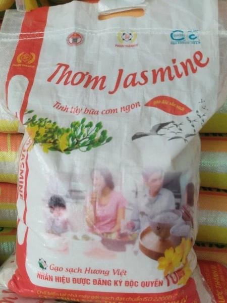 Gạo thơm Jasmine chính hãng Phước Thành IV túi 10kg (loại bao bì đẹp và bao bì thông thường)