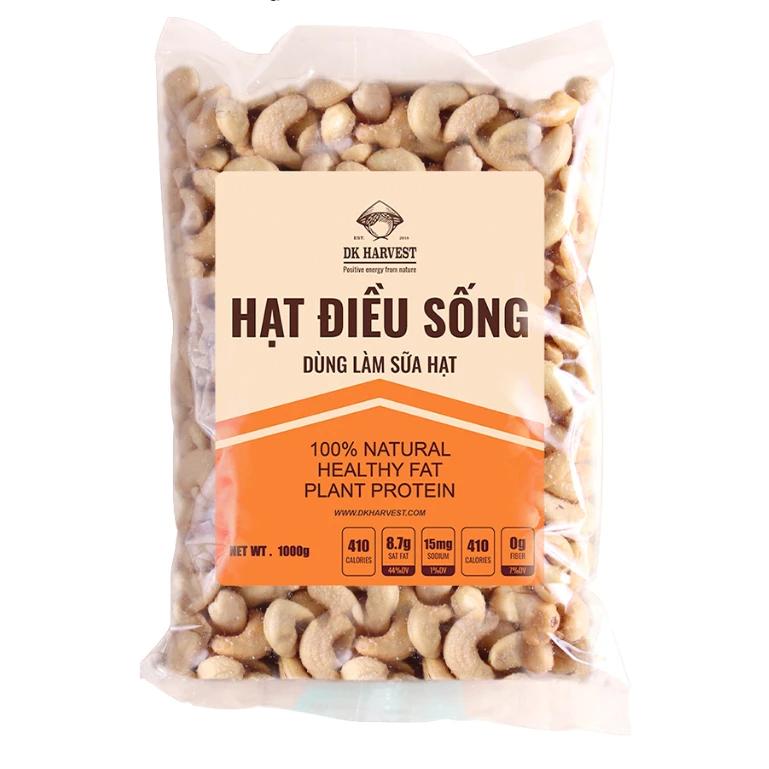 Nhân Hạt Điều Sống Nguyên Hạt DK Harvest 500g - Dùng Làm Sữa Hạt, Bơ, Salad | Tốt Cho Não Bộ, Tim Mạch, Đẹp Da