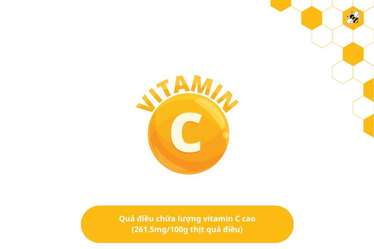 Quả điều chứa lượng vitamin C cao (261.5mg/100g thịt quả điều)