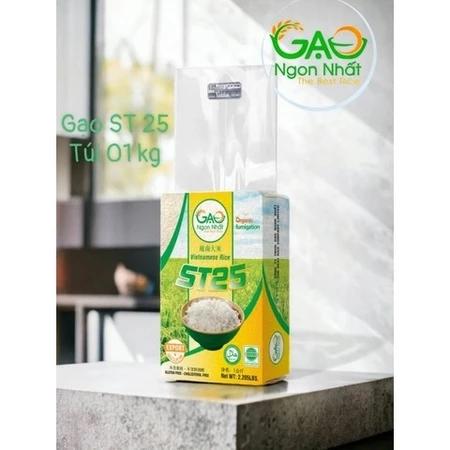 Gạo trắng ST25 hữu cơ 1KG HASABIO - Gạo hữu cơ nấu cháo cho bé - Nhà Hữu Cơ