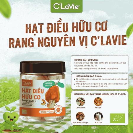 Hạt điều rang ít muối/nguyên vị/nhân trắng hữu cơ C'Lavie hũ 200g