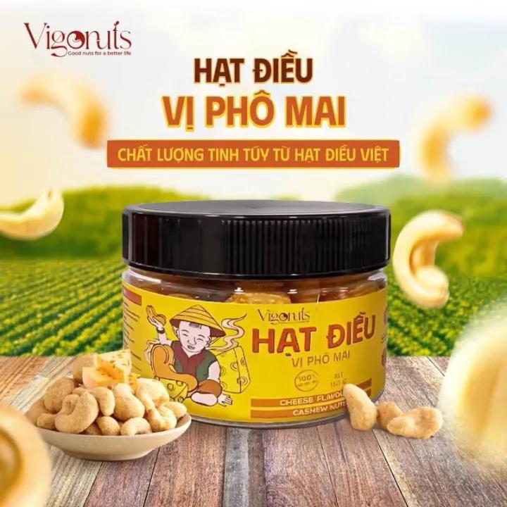 Hạt điều vị phô mai Vigonuts thơm ngon không béo Hộp 500g
