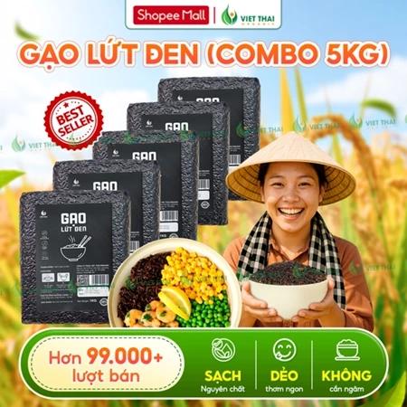 [Combo 5Kg Siêu Rẻ] Gạo Lứt Đen Việt Thái Organic Dẻo Mềm Gạo Sạch Không Cần Ngâm Eat Clean Ngon