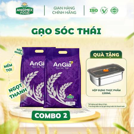 [COMBO 2 TÚI] Gạo Sóc Thái An Gia Angimex Tơi Xốp Hạt Hậu Vị Ngọt Thanh – 10KG