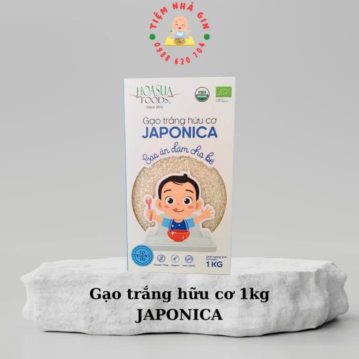 Gạo trắng hữu cơ Japonica Hoa Sữa 1kg dùng nấu cháo, nấu cơm cho bé ăn dặm