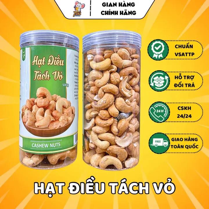 Hạt Điều A Cồ Rang Muối Tách Vỏ 3M - Lon 500G - Đồ Ăn Vặt