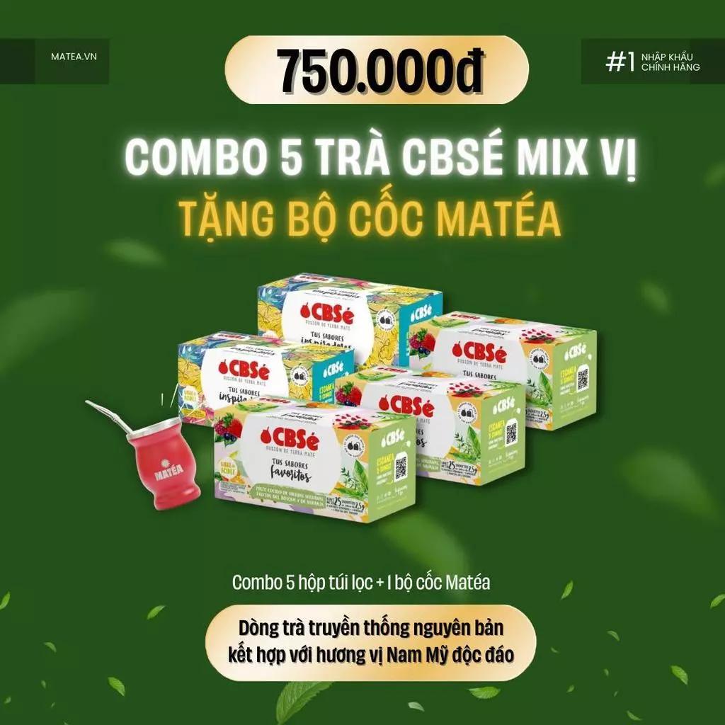Combo Thanh Lọc Detox - bao gồm 5 Hộp trà Yerba Mate dòng CBSE tặng Cốc Gourd