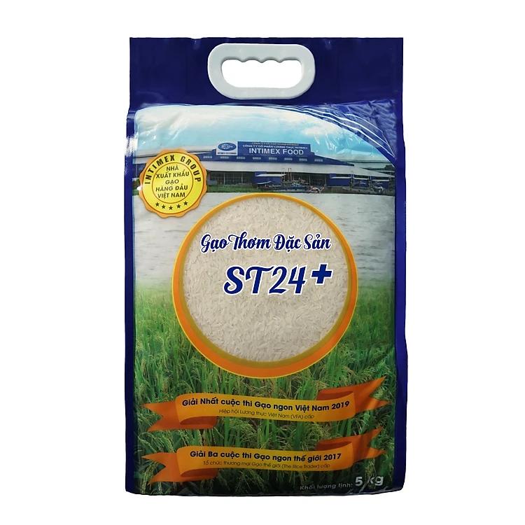 Gạo thơm đặc sản ST24+ Sóc Trăng (Túi 5kg) - Intimex Group - Dẻo, thơm ngon, ngọt cơm