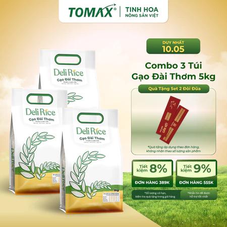 Combo 3 Túi Gạo Đài Thơm Deli Rice 5kg Dẻo Mềm, Thơm Ngon Tự Nhiên – TOMAX