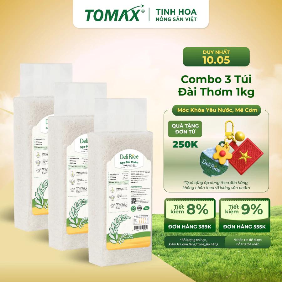 Combo 3 Túi Gạo Đài Thơm Deli Rice 1kg Dẻo Mềm, Thơm Ngon Tự Nhiên – TOMAX