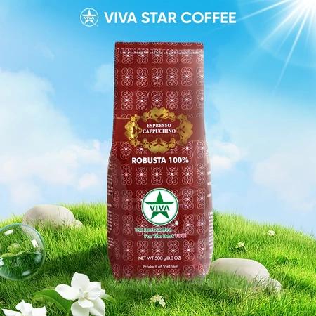 Cà Phê Pha Máy Nguyên Hạt VIVASTAR - Nguyên Bản Trọn Vị Cà - ESPRESSO CAPPUCHINO - Túi 500g/1kg