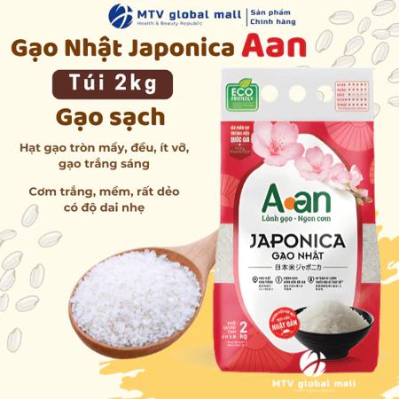 Gạo Trắng Japonica Aan – Gạo Ngon Túi 2kg Xuất Khẩu Nhật Bản