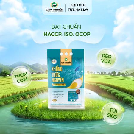 Gạo Hương Lài Sữa Khổng Tước Nguyên 5kg Vinh Hiển - Dẻo vừa, thơm, mềm cơm - Gạo nấu cho bé, gạo cho bé ăn dặm