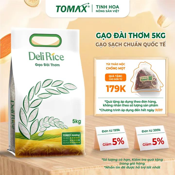 Gạo Đài Thơm Deli Rice (5kg) - tơi xốp, dẻo cơm, thơm dịu - TOMAX