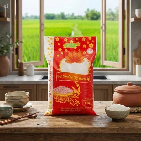 Gạo đặc sản cao cấp Hương Lài - thơm dẻo cơm, hạt gạo trắng, bao ngon cho cả nhà (5kg - bao may)