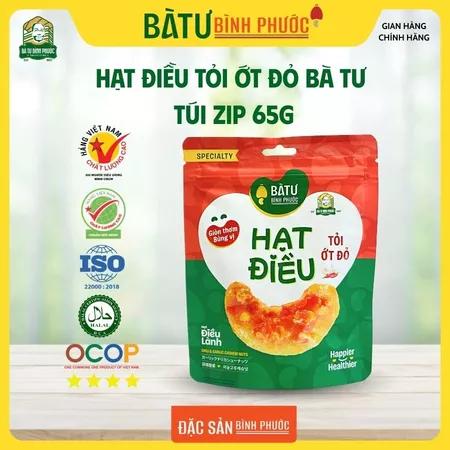 Hạt điều tỏi ớt đỏ Bà Tư túi zip 65 g