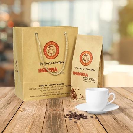 Cà Phê Rang Nguyên Hạt Hemera Hazelnut Hương hạt dẻ 250gr (Dạng hạt)
