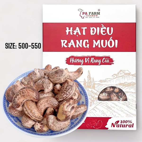 500GRAM Hạt Điều Rang Muối Ch�ưa Bóc Vỏ Lụa hộp giấy size 500-550 hạt/1kg