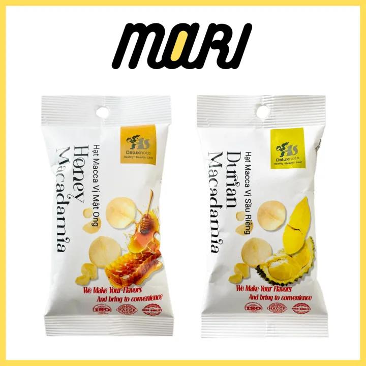 Hạt macca vị mật ong, sầu riêng Deluxnuts 30g