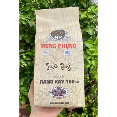 Cà phê rang xay 100% hạt robusta từ Lâm Đồng túi 500g