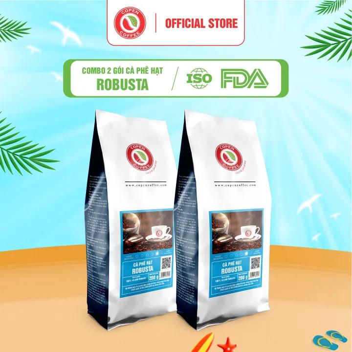 COMBO 2 GÓI Cà phê Robusta 100% nguyên chất rang mộc Copen Coffee, gu truyền thống đậm đà, thơm nồng - 200G