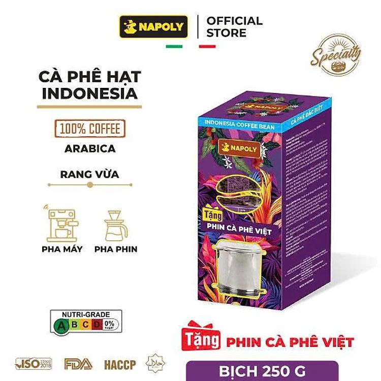 Cà Phê Arabica INDONESIA - Hương Trái Cây & Gỗ Hương - Rang Nguyên Hạt, Dùng Pha Máy/Phin Cao Cấp 250g/túi