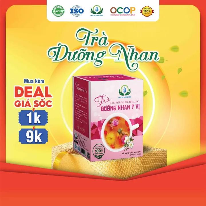Combo 2 Hộp 60 Túi Trà Dưỡng Nhan Mix 7 Vị Dưỡng Nhan Táo Đỏ, Hoa Cúc, Hoa Hồng, Hoa Nhài, Long Nhãn, Kỳ Tử, Cỏ Ngọt