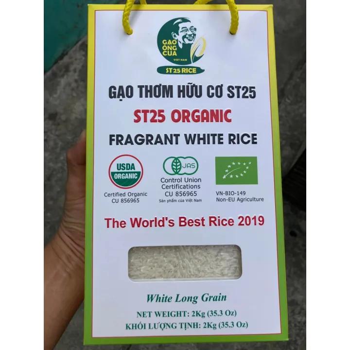 Gạo Thơm Hữu Cơ ST25 hộp 2Kg - Gạo Ông Cua - Cơm mềm dẻo, thơm nhẹ