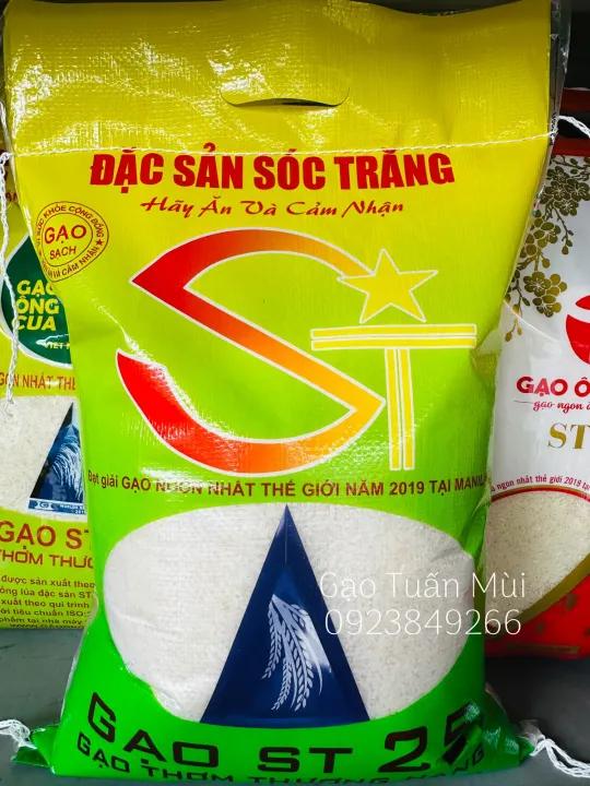 Gạo ST25 (Dẻo Mềm, Thơm Cơm Túi 5 Ký)