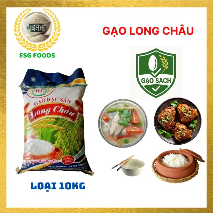Gạo Long Châu hạt dài trắng đẹp, cơm mềm, dẻo nhẹ, thơm nhẹ, vị ngọt thanh, đóng túi 10kg.