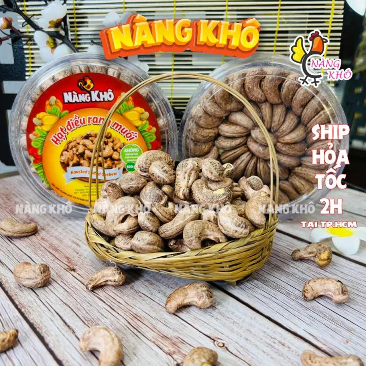 1Kg Hạt điều rang muối a cồ xuất khẩu cao cấp xếp hộp (~380 hạt/kg , Giòn ngon) từ Nàng Khô