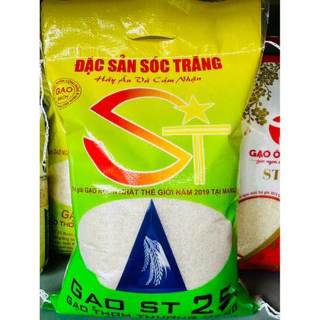 Gạo ST25 Plus Mix Gạo Mới Theo Mùa (Dẻo Vừa , Mềm Cơm ,Túi 5kg)