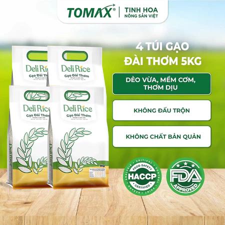 Combo 4 Túi Gạo Đài Thơm Deli Rice 5kg Dẻo Mềm, Thơm Ngon Tự Nhiên – TOMAX