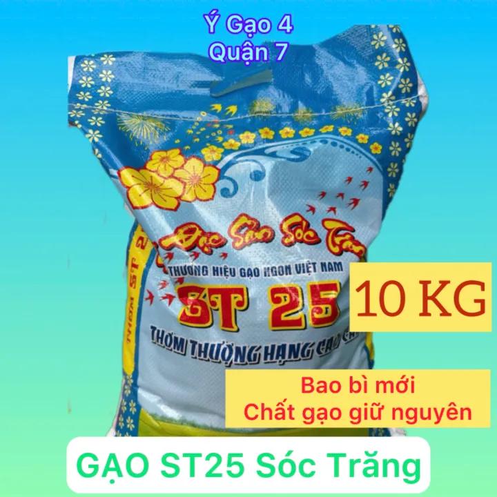 Gạo ST25 Túi 10Kg - Đặc sản sóc trăng, dẻo vừa, ngọt thơm dù cho cơm đã nguội, cắm nồi cơm để nửa ngày càng ngon do ráo hạt cơm