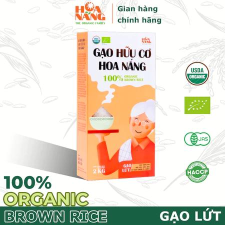 Gạo lứt nâu hữu cơ Hoa Nắng hỗ trợ tiêu hoá hộp 2kg