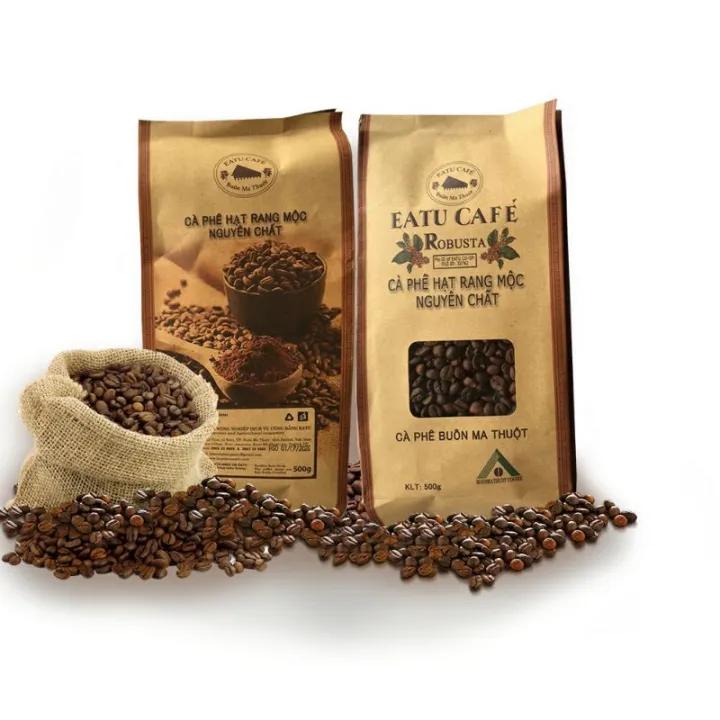 hạt cà phê rang mộc robusta 100%