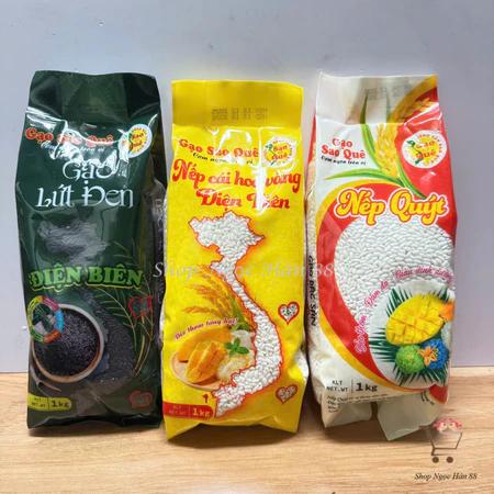 Gạo nếp Cái hoa vàng Điện Biên, nếp Quýt, gạo Lứt đen Sao Quê (túi 1kg)