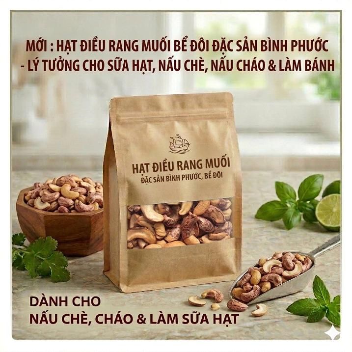 ( Túi Zip ) 500GHạt điều rang muối Đặc Sản Bình Phước bể đôi hạt dinh dưỡng A+ loại 1