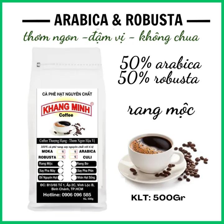 500g cà phê rang mộc ARABICA & ROBUSTA (MIX: 50% ARABICA & 50% ROBUSTA) sạch 100% thơm ngon đậm vị ,hậu vị cực đã