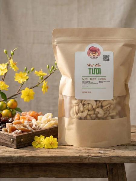 Hạt Điều Sống Nhân Trắng 500g Sóc Đầu Bếp - Hạt Điều Tươi Làm Sữa Hạt Granola Bánh Ăn Kiêng
