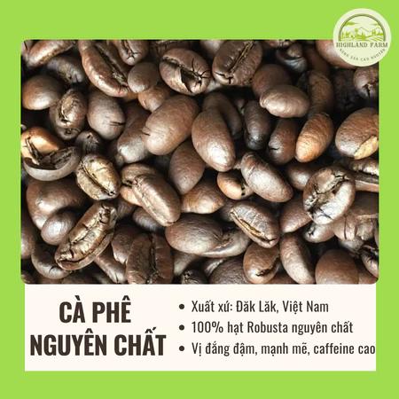 Cà Phê Nguyên Chất Robusta Đắk Lắk Nguyên Hạt Từ Vùng Đặc Sản (CưMgar) - Gói 500g Rang Mộc/Bơ