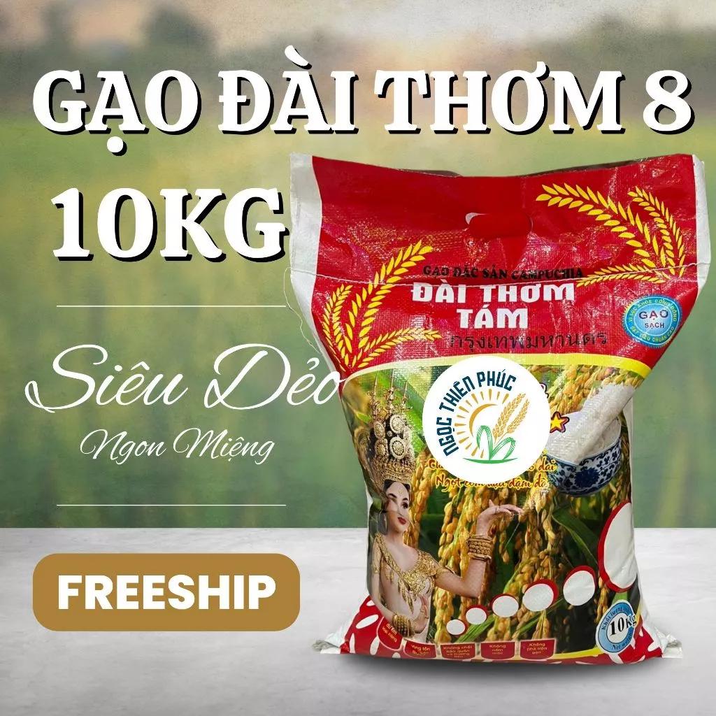 Gạo Đài Thơm 10kg Siêu Dẻo Ngọc Thiên Phúc - 20% Tấm ST25, 80% Thơm Lài Dẻo Nở Mềm Cơm