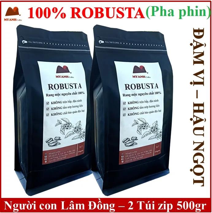 1kg cà phê pha phin - Robusta rang mộc (tỉ lệ hái chín> 98%)