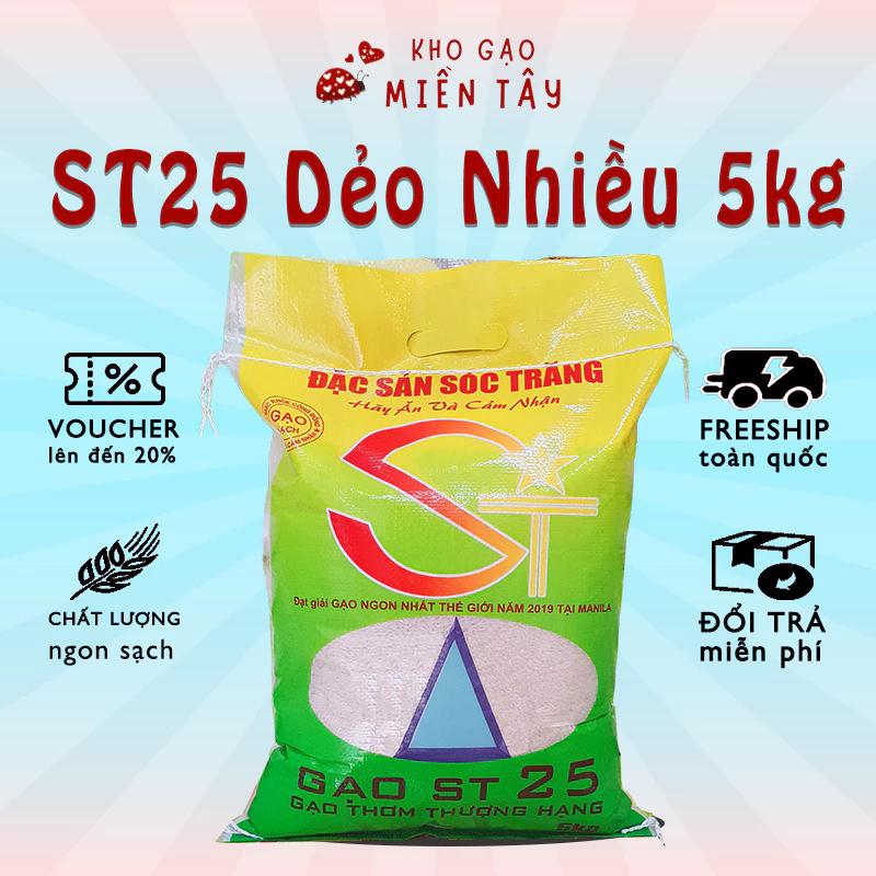 5kg Gạo ST L2 Dẻo Nhiều Đặc Sản Sóc Trăng - Dẻo Mềm Không Nở Ngon Cơm