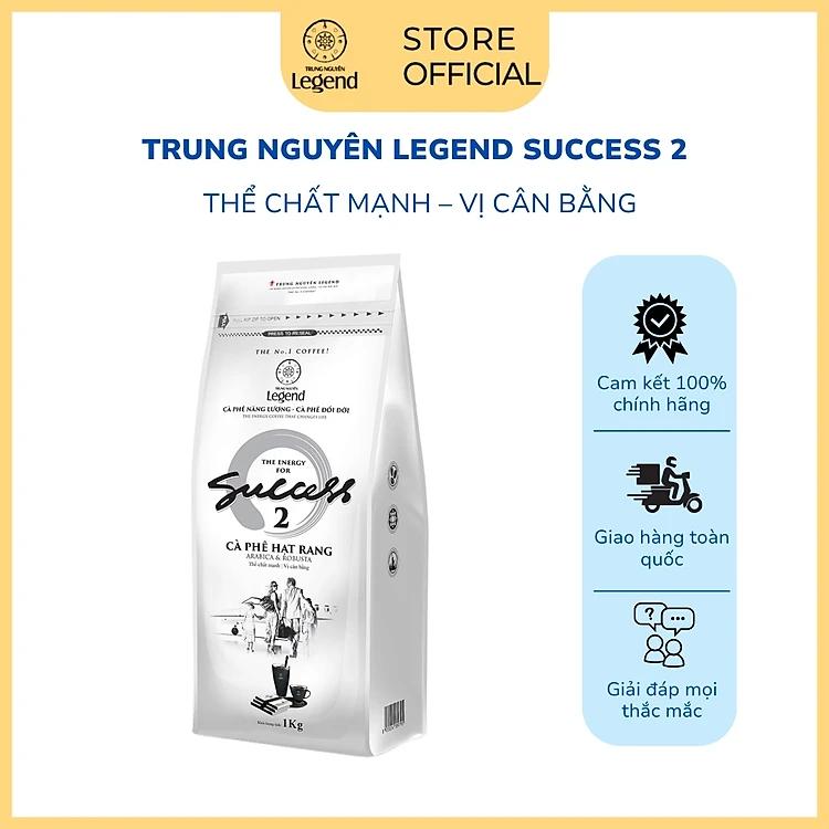 Cà Phê Hạt Mộc Trung Nguyên Legend Success 2 – Gói 1kg – Cà Phê Thể Chất Mạnh, Vị Cân Bằng