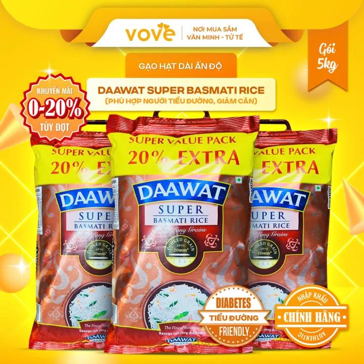 Gạo Dành Cho Người Tiểu Đường Ấn Độ DAAWAT Super Basmati Rice 5kg