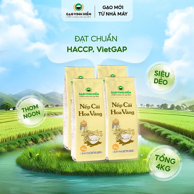 Combo 4 túi Nếp Cái Hoa Vàng Vinh Hiển - Tiết kiệm, siêu dẻo, thơm nhiều