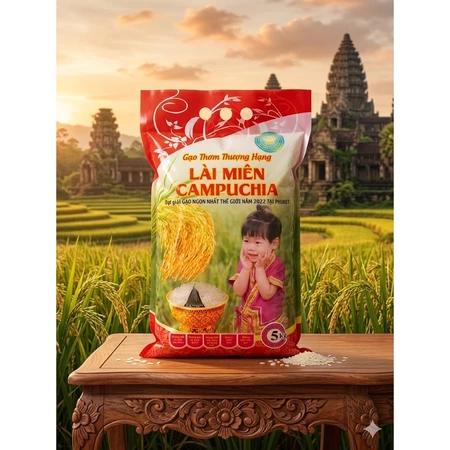 Gạo Lài Miên Campuchia em bé - thơm nhẹ, dẻo ngon, dai cơm (5kg - túi ép)