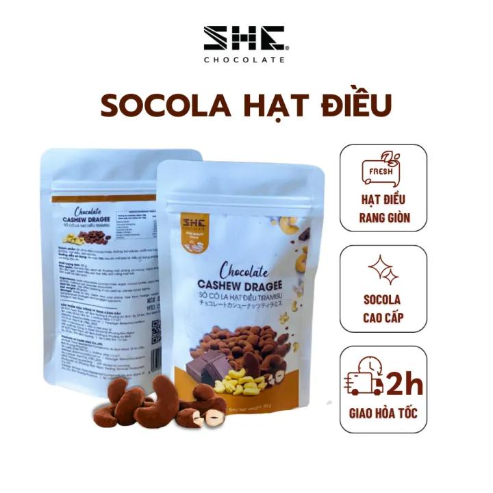 Socola hạt điều rang giòn tiramisu 50g - 100g SHE Chocolate